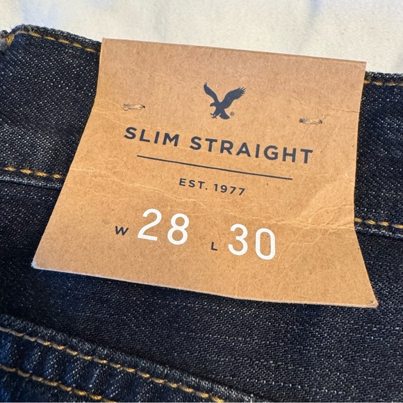 American Eagle Outfitters Men’s Slim Straight jeans, dark wash, NWT, Sz 28/30 - Picture 5 of 13